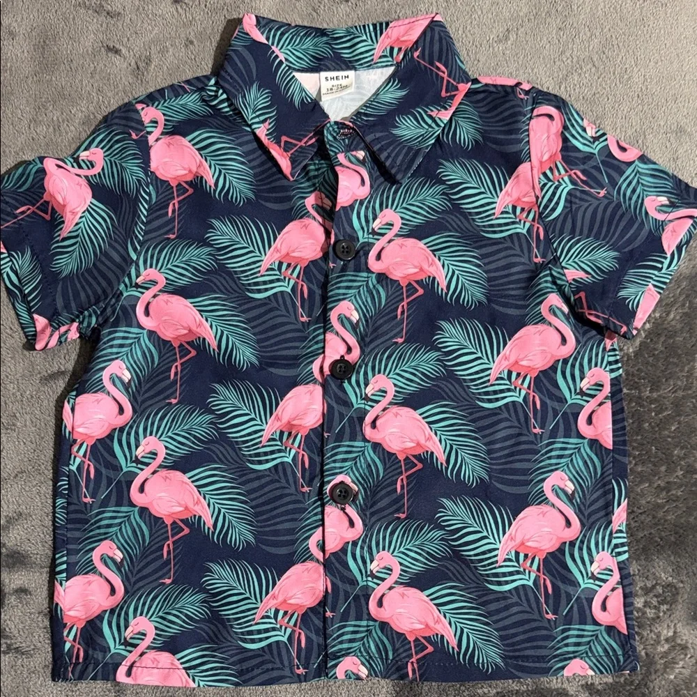 Flamingo Print Baby Romper - Picture 2 of 5